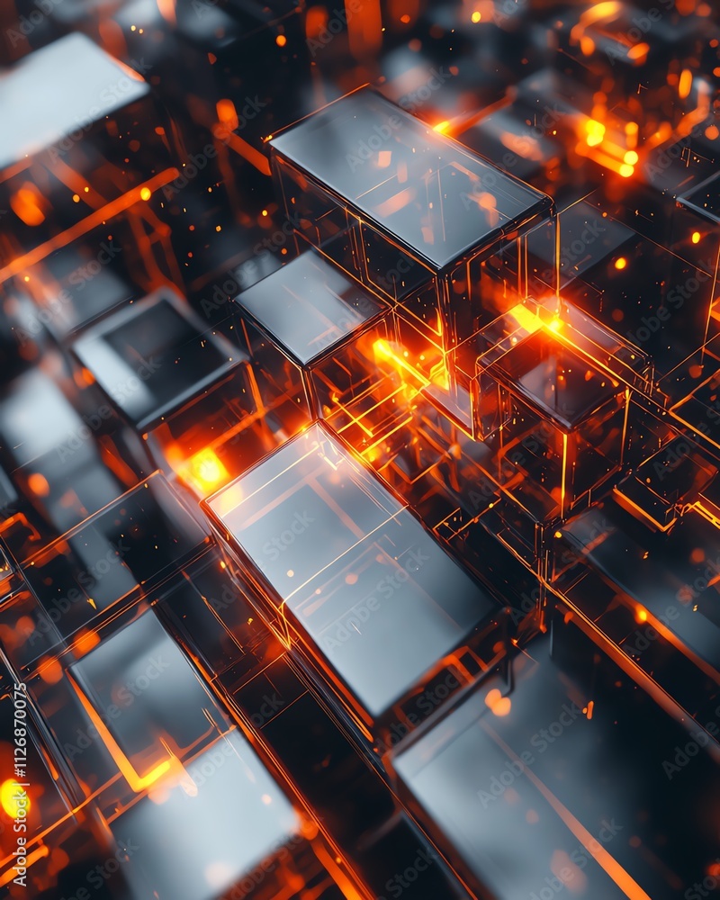 Aufkleber geometric 3d rendering with squares and cubes