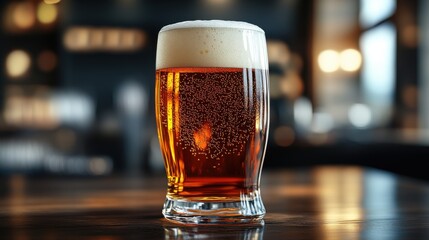 a glass of beer with foam