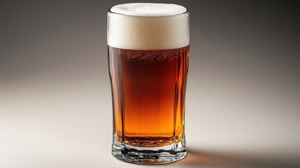 a glass of beer with foam