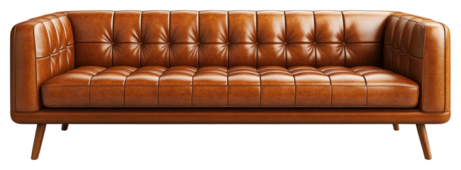 PNG Leather sofa furniture modern brown.