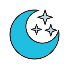 Moon and Stars color line icon with white background vector stock illustration