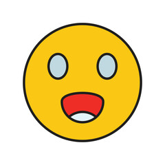 Happy Face Emoji color line icon with white background vector stock illustration