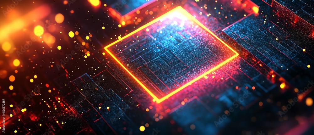 Aufkleber 3d abstract background with a square tunnel