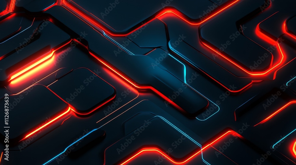 Aufkleber abstract digital design featuring illuminated lines and shapes in a dark background.