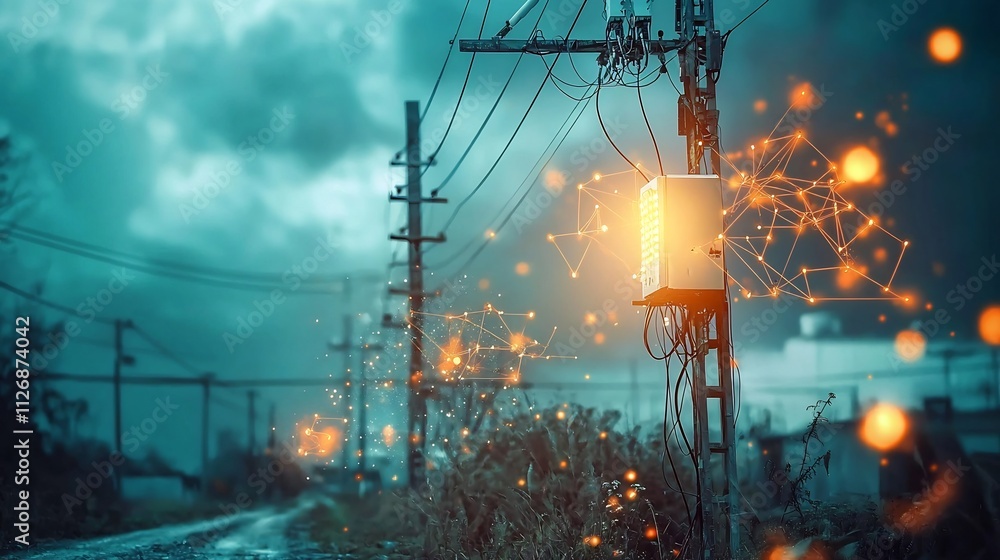 Poster a highly advanced weather monitoring station equipped with a complex network of sensors data process