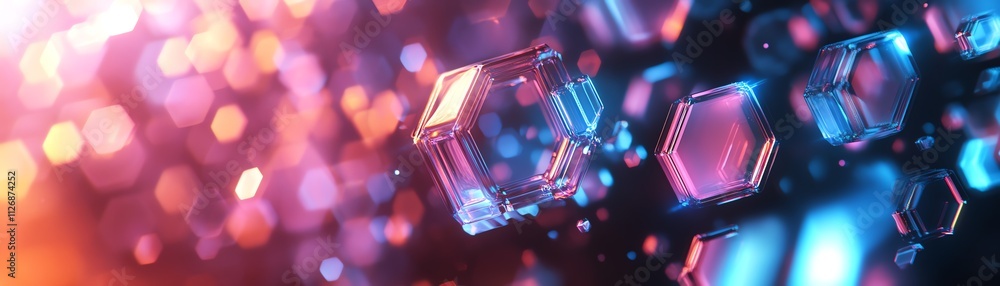 Poster 3d abstract surface with hexagonal patterns
