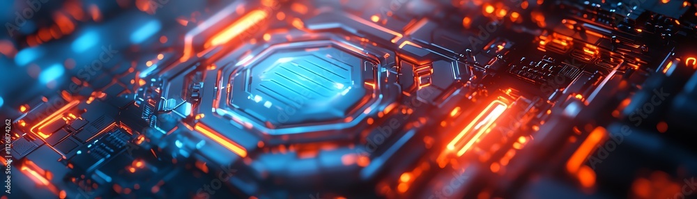 Poster 3d abstract surface with hexagonal patterns