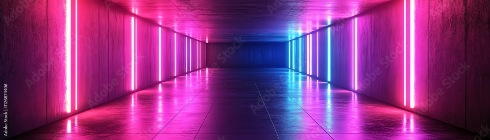 Poster 3d abstract tunnel with squares