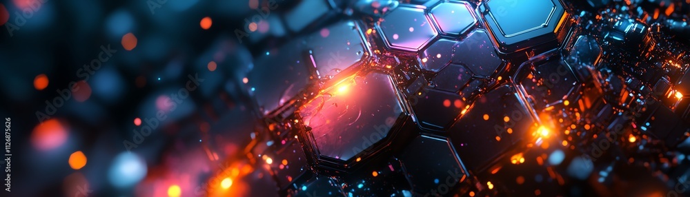Poster 3d rendering of a hexagonal surface