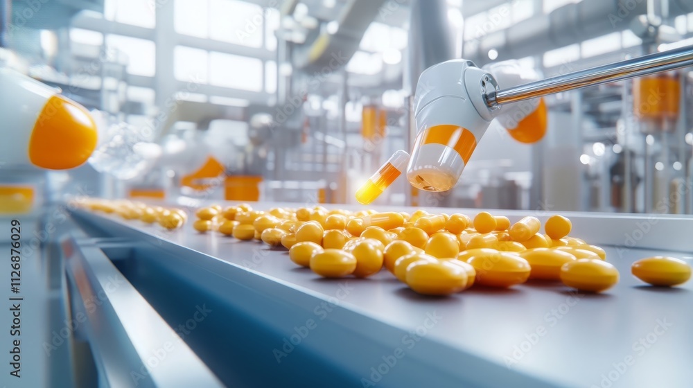 Poster automated pill production line robotic sorting inspection of tablets
