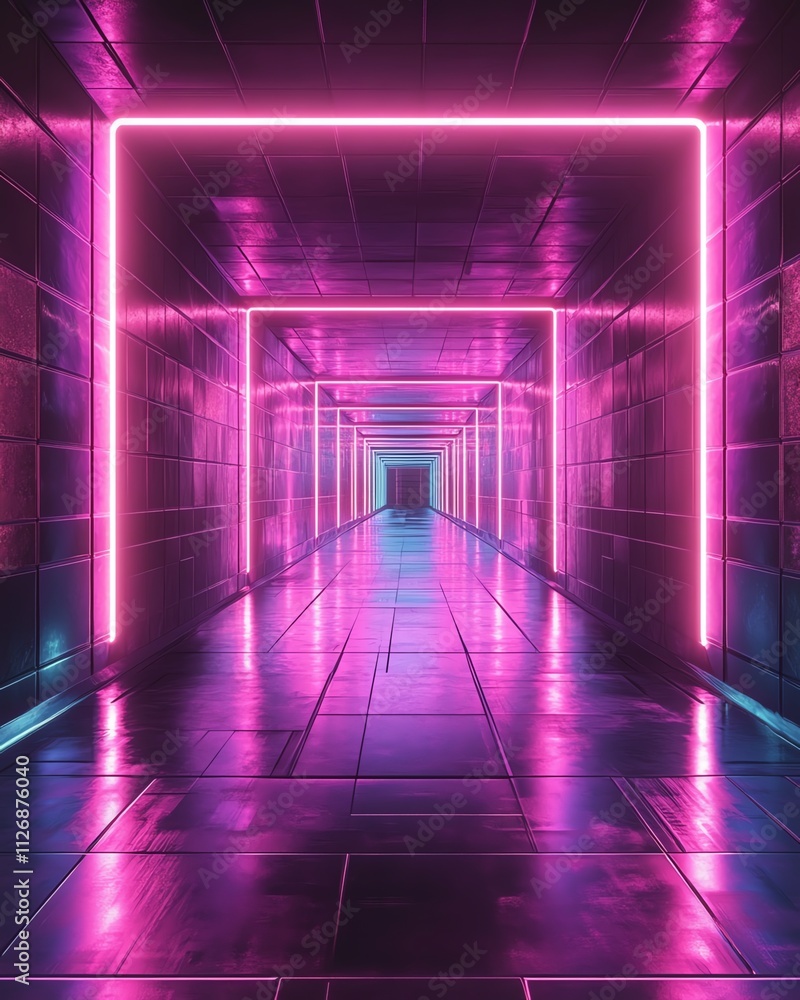 Poster abstract 3d background with a square tunnel