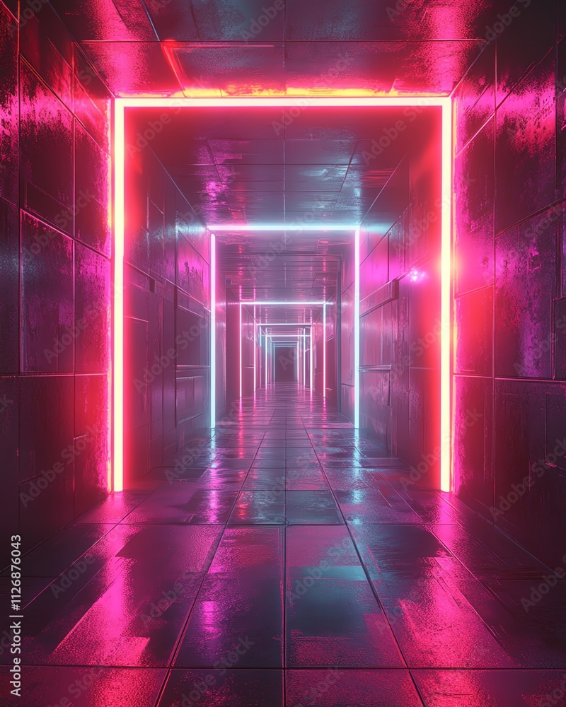 Poster abstract 3d background with a square tunnel