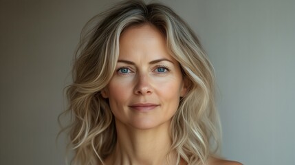 Naklejka premium Woman with blonde hair and blue eyes