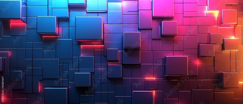 Poster abstract 3d geometric design with cubes and squares