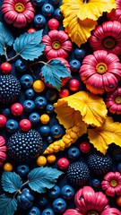 colorful flower arrangement, Creative autumn-inspired abstract design with multicolored details