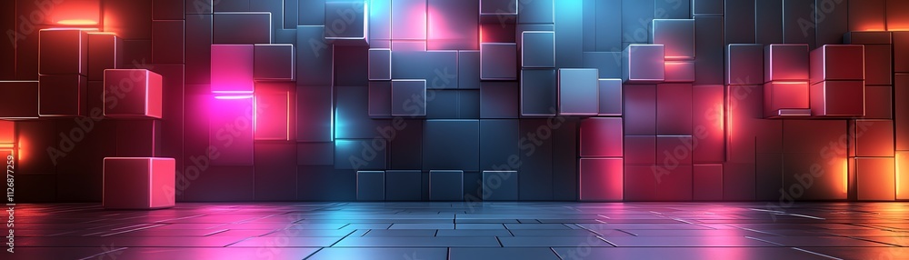Poster abstract 3d rendering of geometric shapes