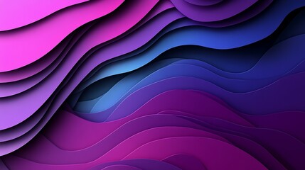 Fototapeta premium Abstract layered paper waves in vibrant purple and blue hues.