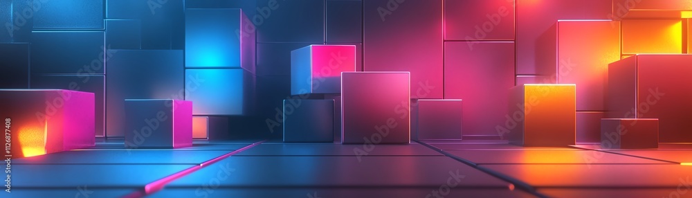 Poster abstract 3d rendering of geometric shapes