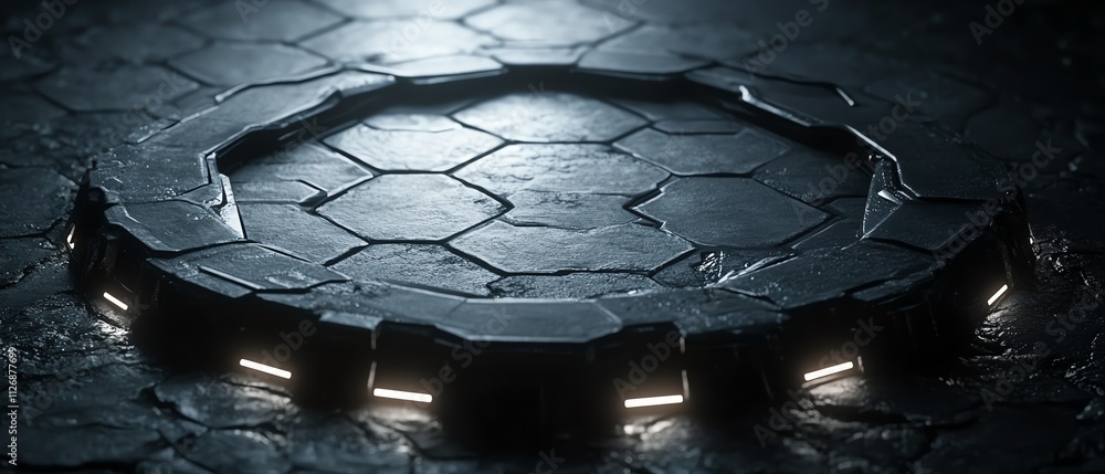 Poster abstract 3d rendering of a surface with hexagons