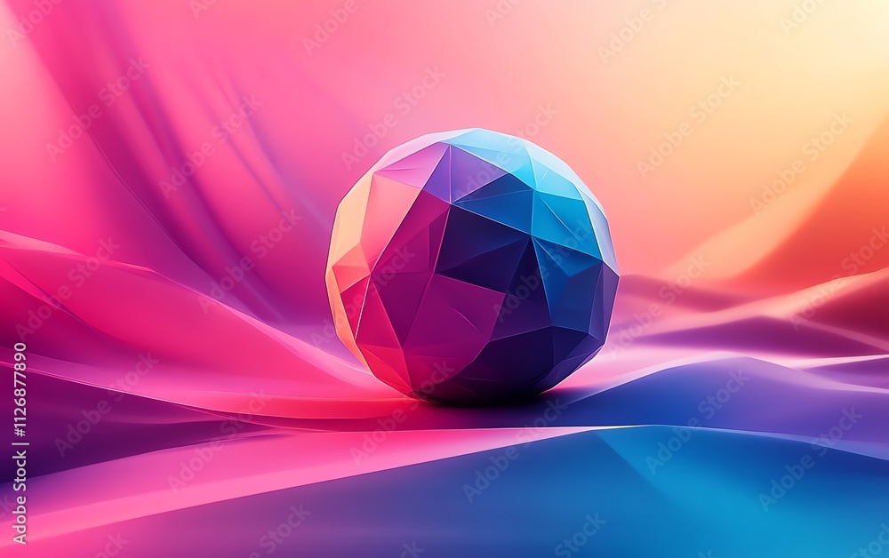 Poster abstract 3d rendering of a low poly sphere