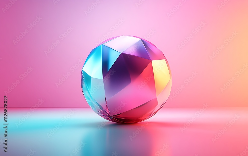 Poster abstract 3d rendering of a low poly sphere