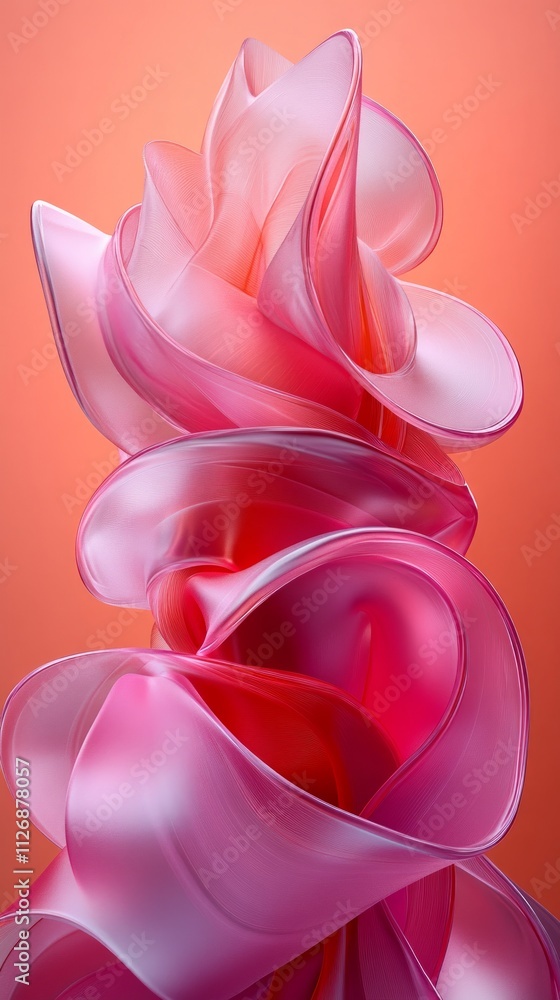Poster delicate, swirling forms of translucent pink and red capture light beautifully, creating a mesmerizi