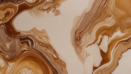 Abstract fluid art featuring rich brown and cream swirls, ideal for backgrounds, wallpapers, or decorative designs.