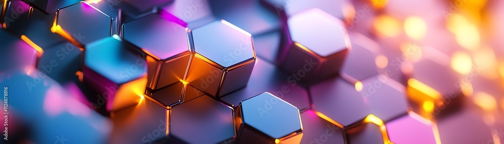 Poster abstract hexagonal surface in 3d