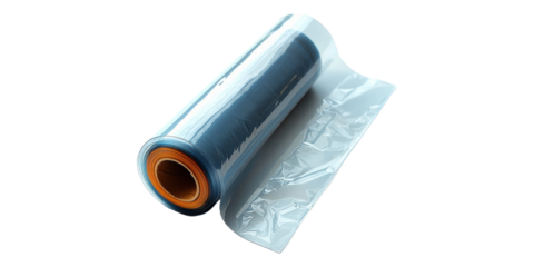 Roll of clear plastic film isolated on transparent background