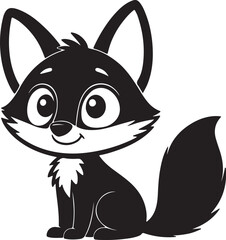 A cute kawaii coyote silhouette vector and illustration design.