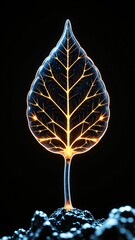 Futuristic solar leaf design symbolizing renewable energy and sustainability
