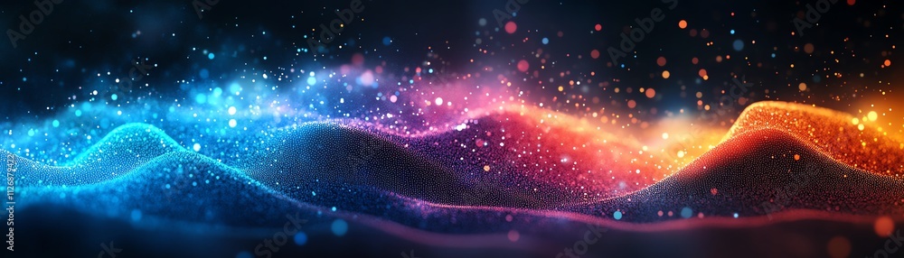Poster cloud symbol painted with colorful graphic dots representing full data storage and information colle