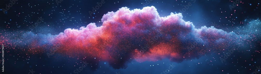 Poster cloud symbol painted with colorful graphic dots representing full data storage and information colle