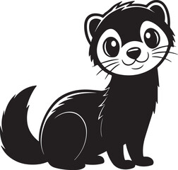 A cute kawaii ferret silhouette vector and illustration design
