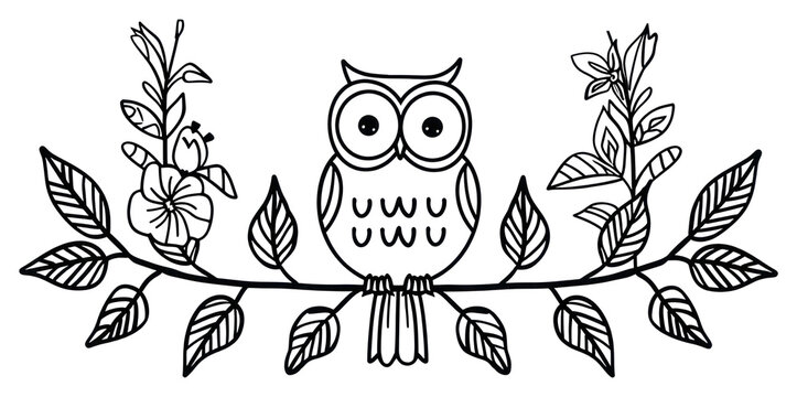 PNG Divider doodle of owl pattern drawing sketch.