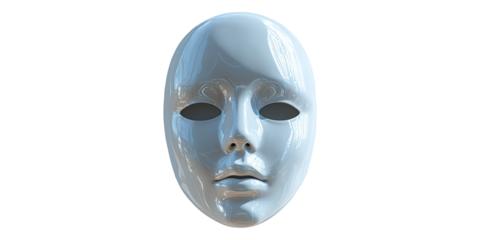 White ceramic mask isolated on transparent background