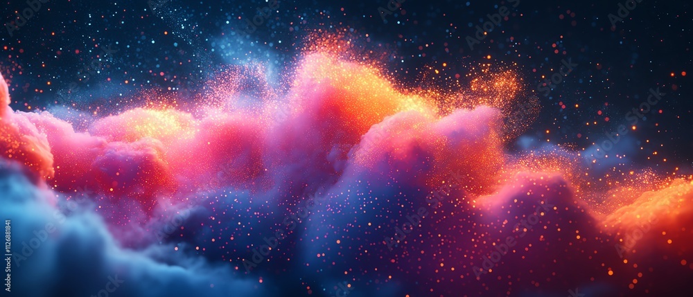 Poster full data storage concept with cloud symbol painted by colorful graphic dots
