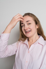 Fototapeta premium Young woman after dental medical care