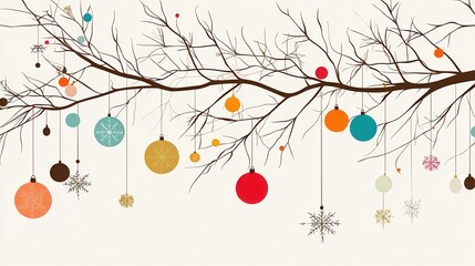 Decorating a branch with festive ornaments winter wonderland digital art whimsical close-up celebration