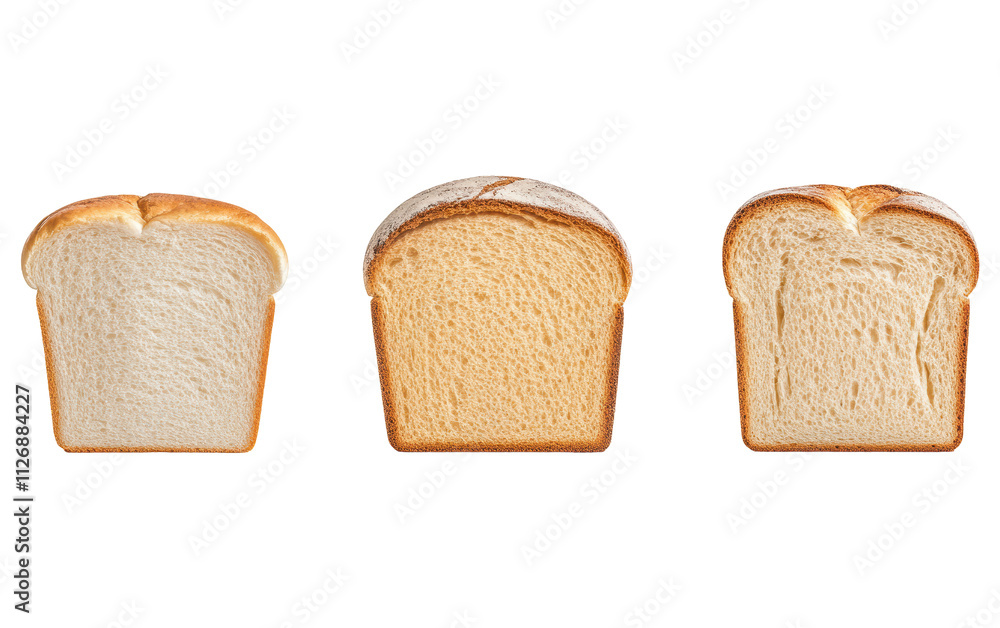 Aufkleber three slices of bread are shown, with the middle slice being the largest isolated on transparent or 