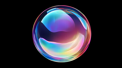A iridescent glass sphere reflects colorful light. Opalescent. Illustration