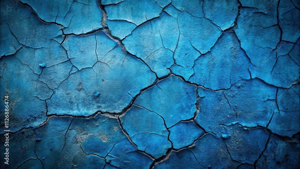 Aufkleber cracked blue paint texture a detailed abstract background of a weathered surface with deep cracks an