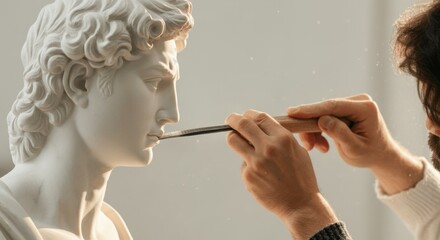 Obraz premium Restoring classical sculpture with precision care