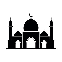Mosque silhouette vector art illustration on white background