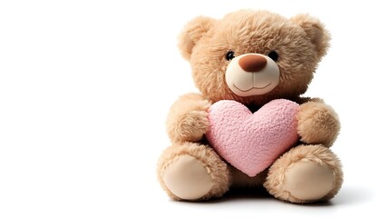 Obraz premium Teddy Bear Holding Pink Heart Lovely Stuffed Animal