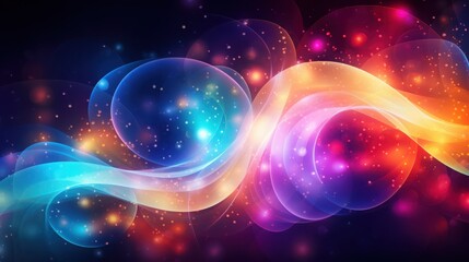 Abstract Colorful Waves and Glowing Bubbles Design