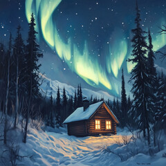 Fototapeta premium A lone cabin nestled