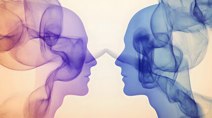 Nonviolent Communication Stock Illustration in Periwinkle and Beige