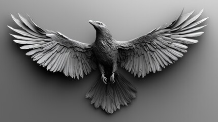 Obraz premium Sculpted Raven Wings Spread in Flight