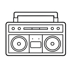 boombox cassette stereo recorder line art icon sign silhouette vector illustration on white background